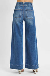 High Rise Ankle Wide Seam Detailed Jeans With Plus Size Risen
